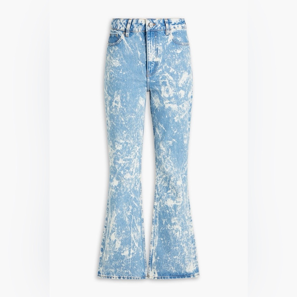GANNI | Betzy High-Rise Cropped Printed Flare Jeans